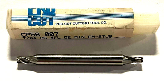 ProCut 7/64" HSS Double End Mill Stub Length 4 Flute Center Cutting
