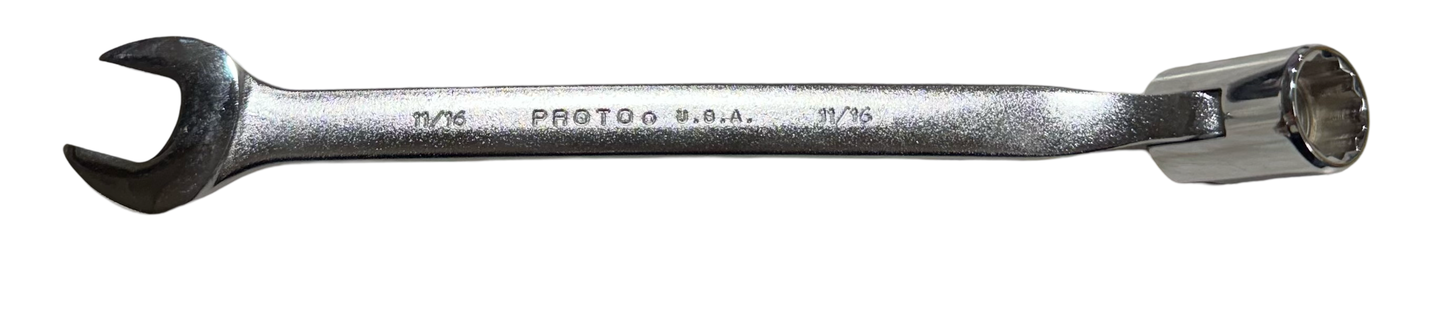 Proto 11/16" Combination Flex Head Wrench 12 Point Satin Chrome USA Made