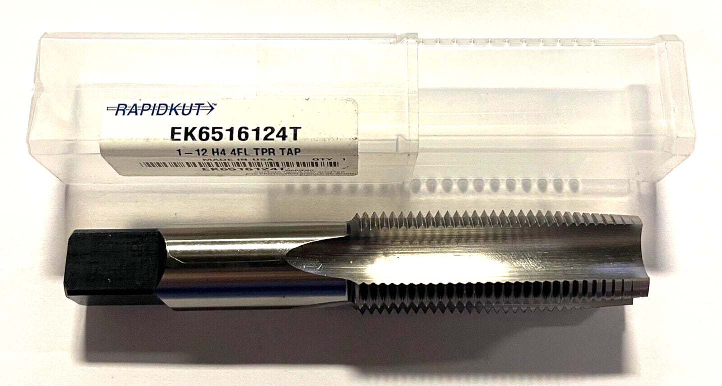 RapidKut 1"-12 HSS Hand TAP 4 Flute H4 Taper USA Made