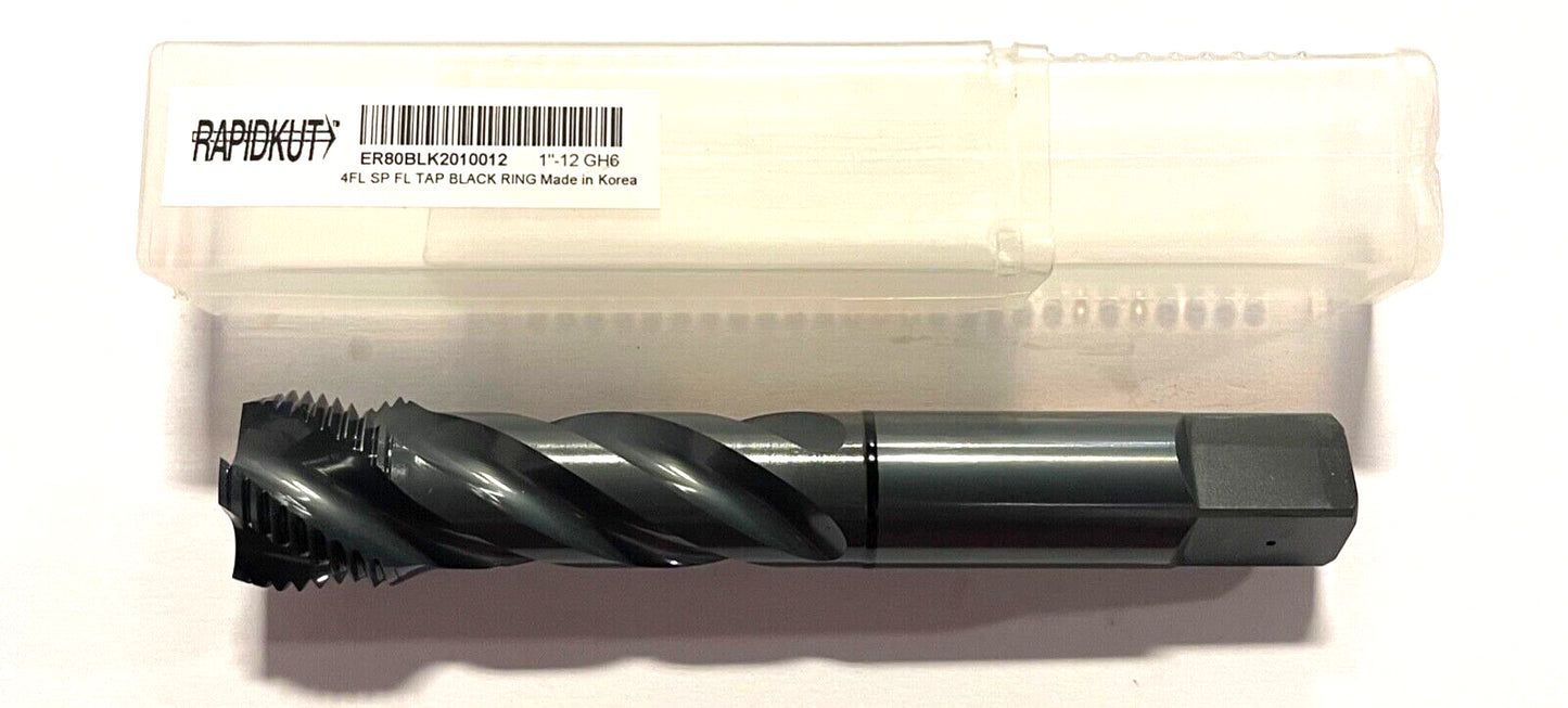 RapidKut 1"-12 HSSE-V3 Semi-Bottoming Tap Spiral Flute Black Ring 4FL GH6