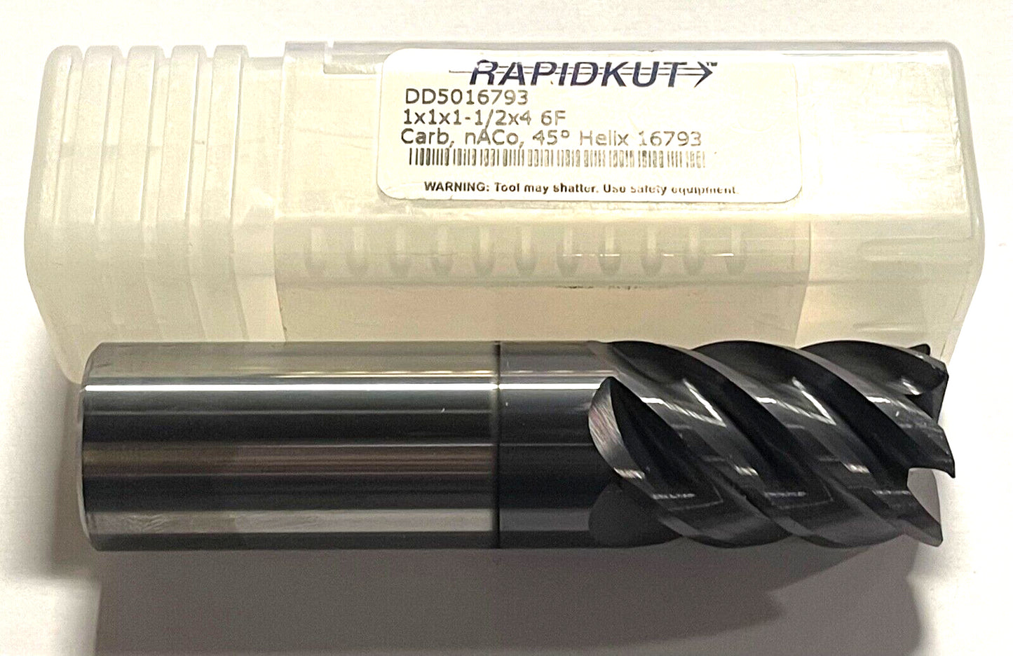 RapidKut 1" Carbide End Mill HP nACo Coating .035" Radius 6 Flute 45° Helix USA