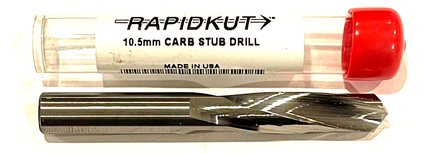 RapidKut 10.5mm Solid Carbide Drill Screw Machine Length 2 Flute 135° USA Made