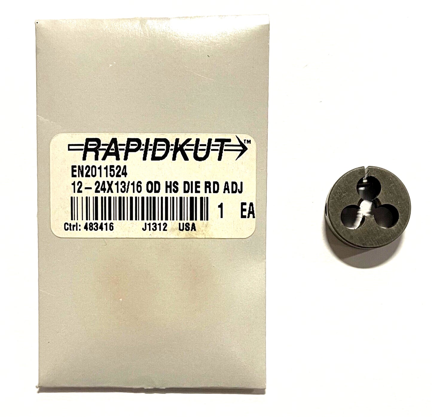RapidKut 12-24 x 13/16" HSS Round Adjustable Die USA Made