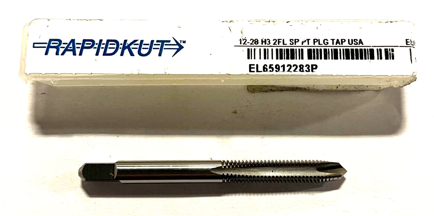 RapidKut 12-28 Tap HSS Spiral Point Plug Tap H3 2 Flute USA Made