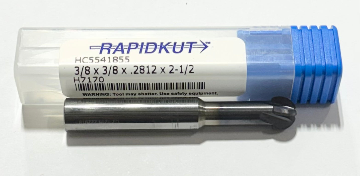 RapidKut 3/8" Carbide 220 Degrees Spherical Ball End Mill nACo Coated 4 Flute