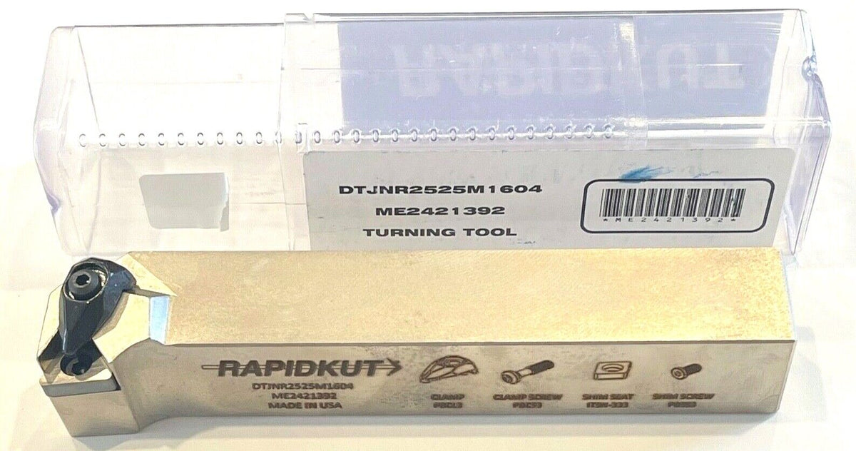 RapidKut DTJNL-16-3D Indexable Lathe Turning Tool Holder 1" x 1" x 6" USA Made