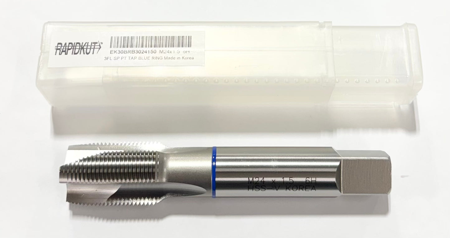 RapidKut M24 x 1.5mm HSS-V Spiral Point Plug Tap 3 Flute Blue Band 6H