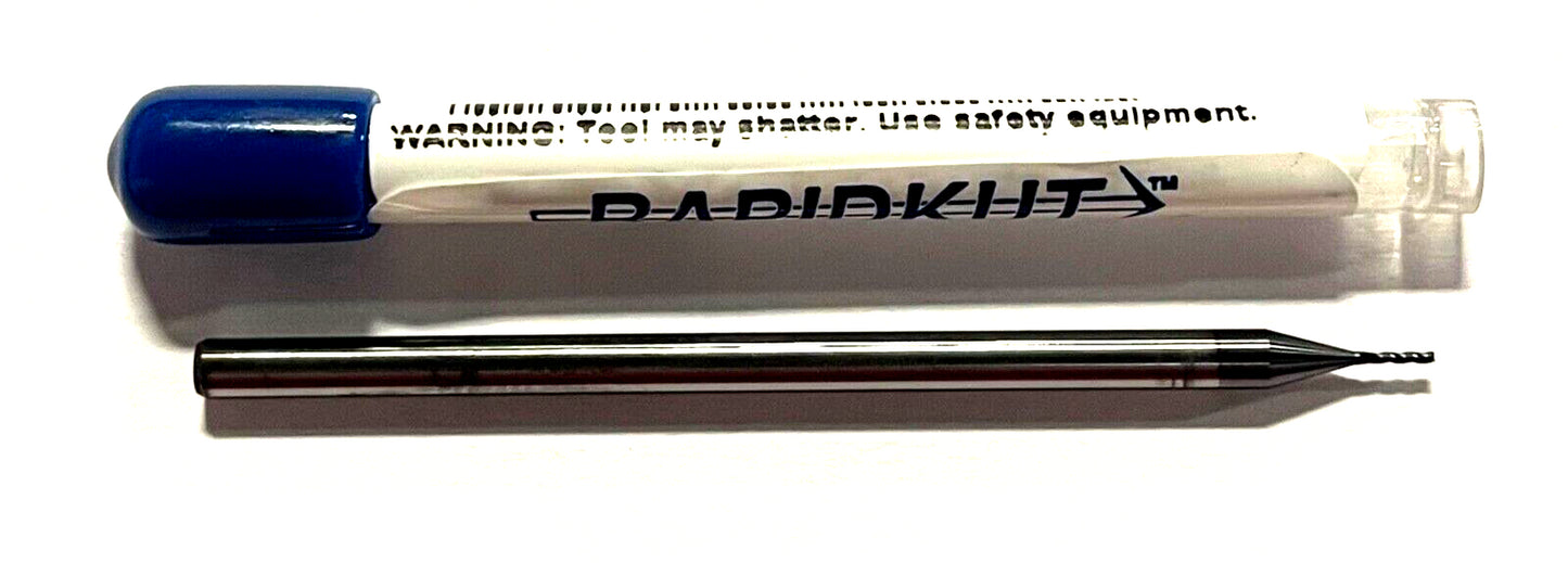 RapidKut .025" Miniature Carbide End Mill AlTiN Coated 3 Flute 30° Helix USA