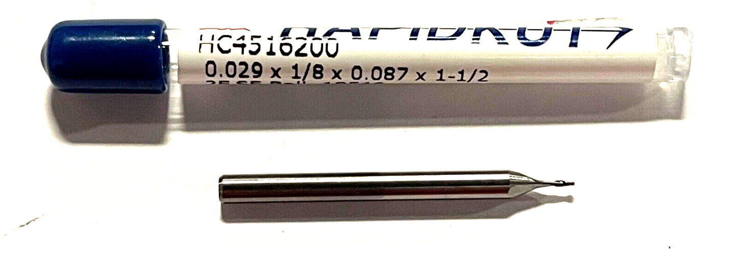 RapidKut .029" Miniature Carbide Ball End Mill 2 Flute 30° Helix USA Made