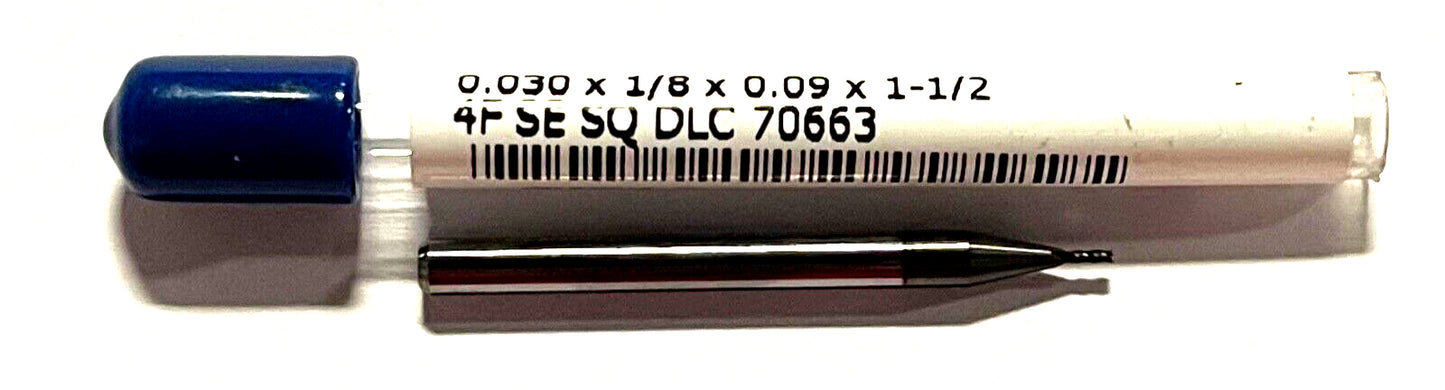RapidKut .030" Miniature Carbide End Mill Diamond Coated 4 Flute 30° Helix USA