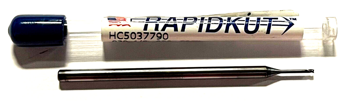 RapidKut .039" Miniature Carbide End Mill AlTiN Coated .325" Reach 3FL