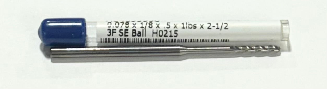 RapidKut .078" Minitaure Carbide Ball End Mill 3 Flute Long Reach