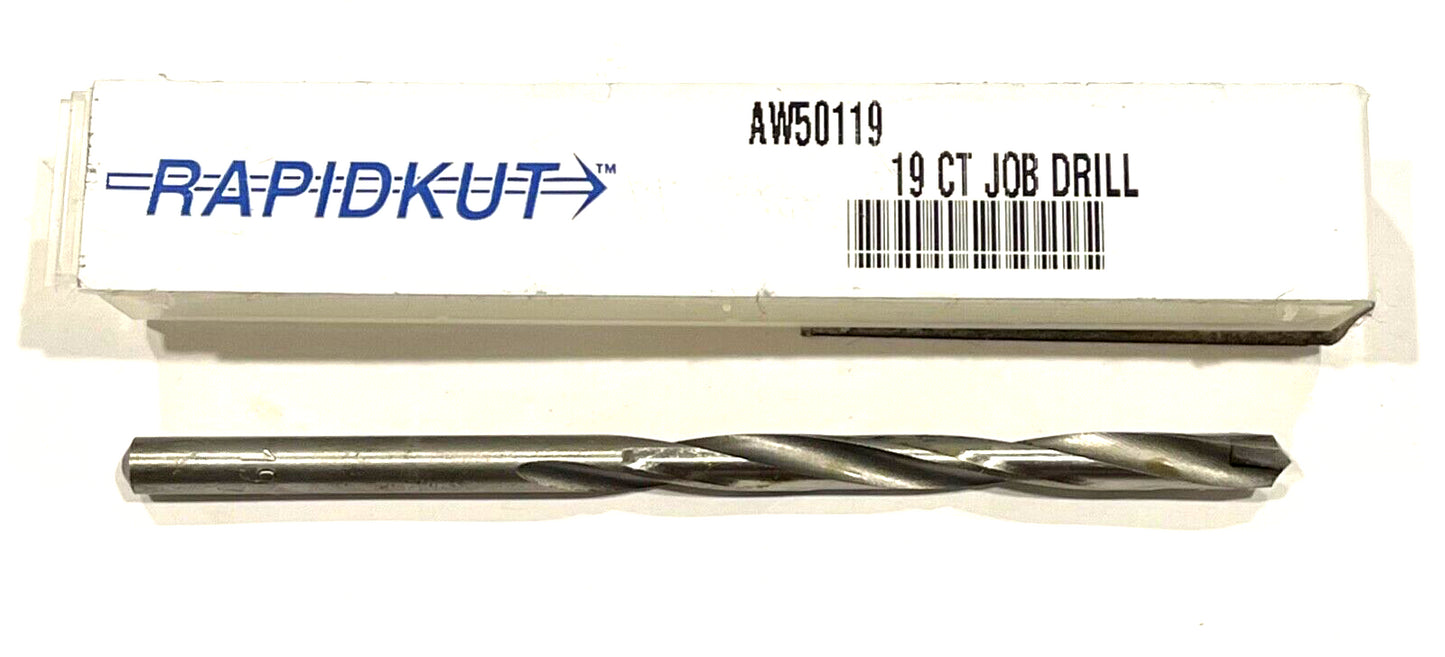 RapidKut #19 Carbide Tipped Drill Bit Jobber Length 118° USA Made