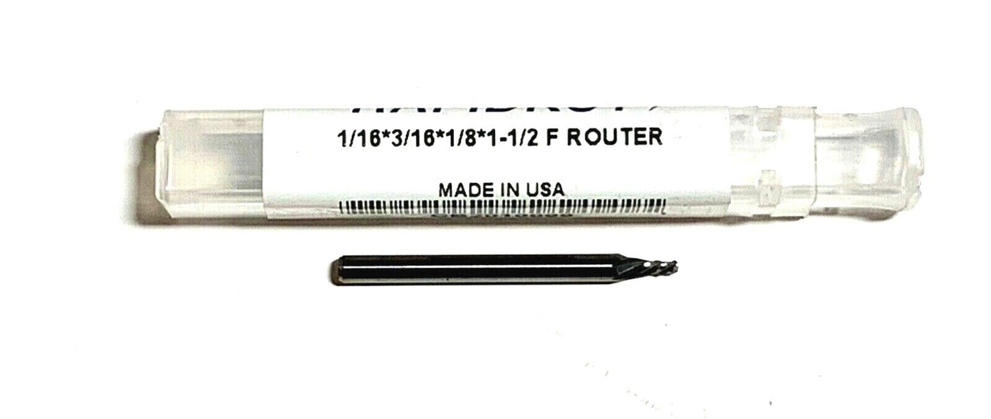 Rapidkut 1/16" x 3/16" Solid Carbide Router Fishtail Style USA Made