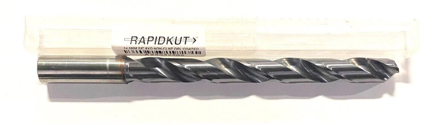 Rapidkut 14.5mm Solid Carbide Drill High Performance TiAlN Coated 8xD 140° USA