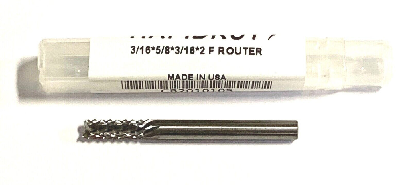 Rapidkut Solid Carbide Router 3/16" X 5/8" X 3/16" X 2" Fishtail Style USA Made