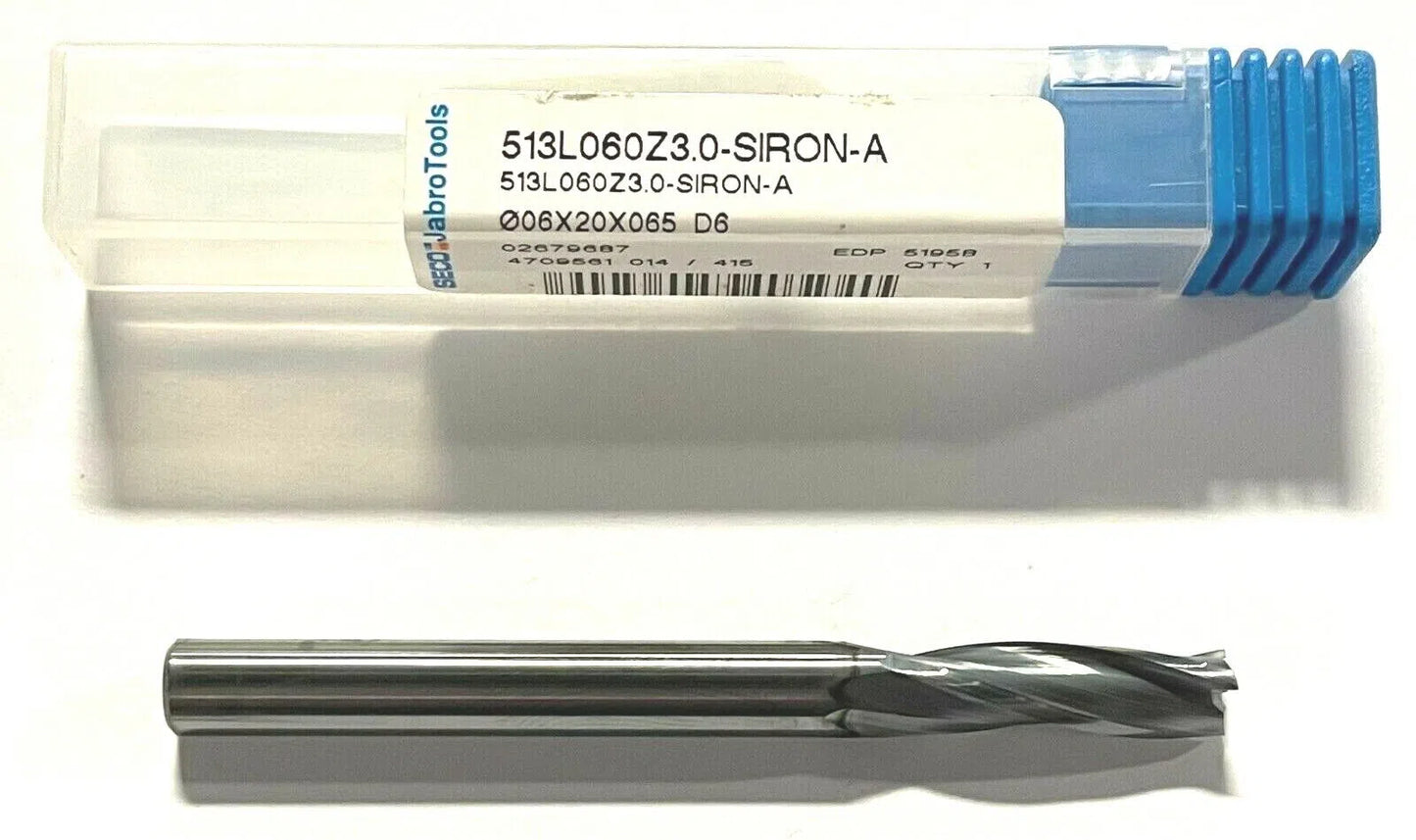 SECO 9/32" Carbide End Mill SIRON-A Coating 45° Corner Chamfer Angle 3 Flute