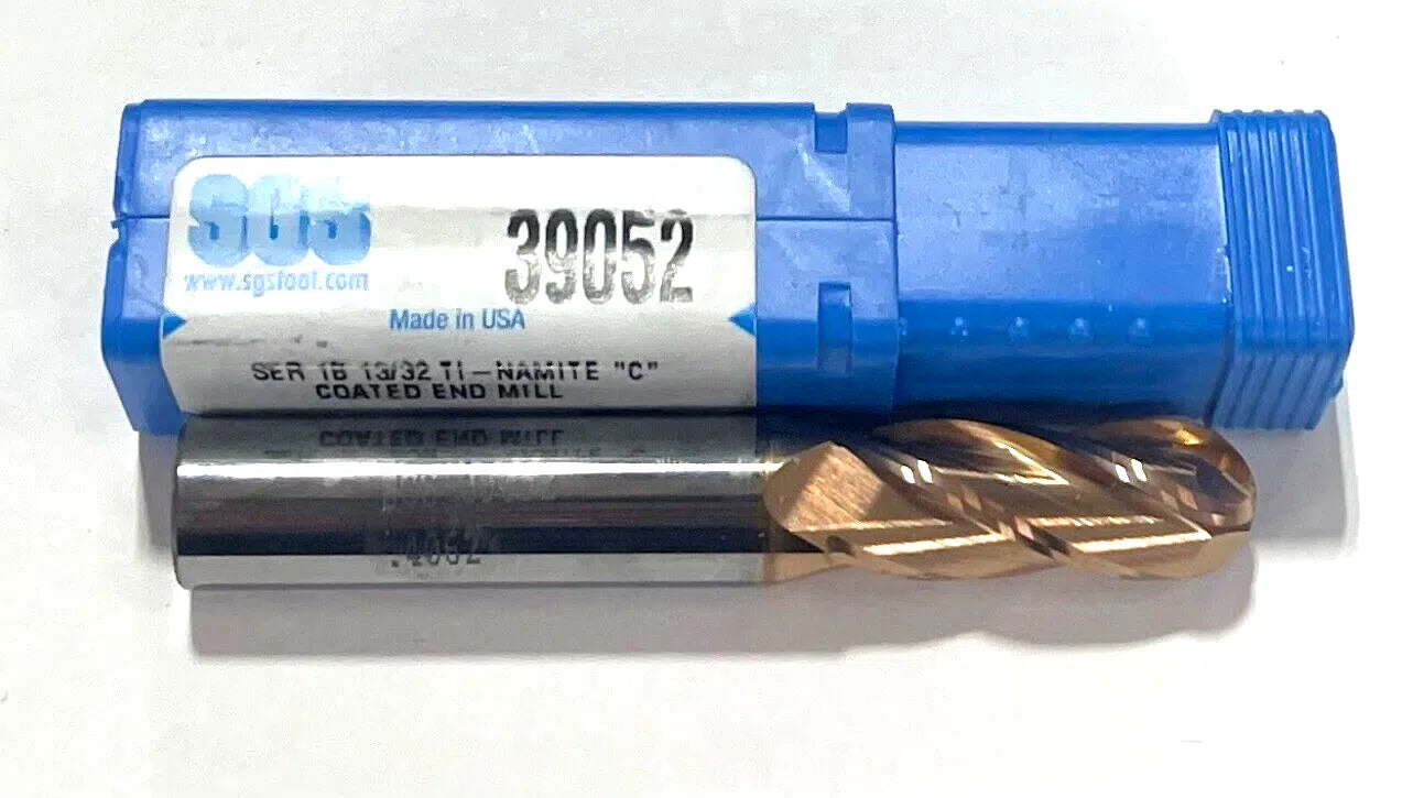 SGS 13/32" Carbide Ball Nose End Mill TI-NAMITE "C" Coating 4 Flute USA Made