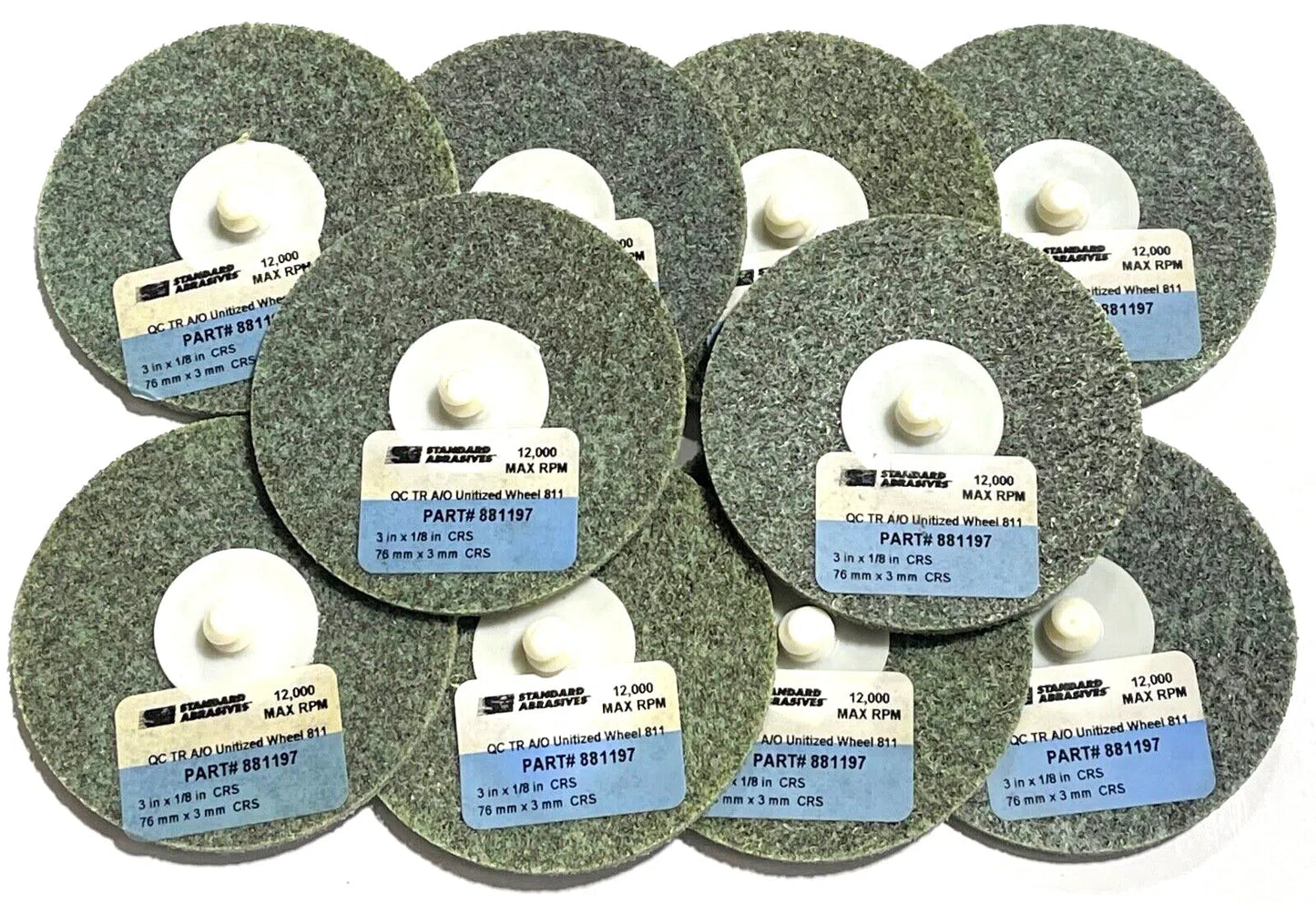 Standard Abrasives 3" Quick Change Unitized Wheels Coarse A/O Roll On Discs 10pk