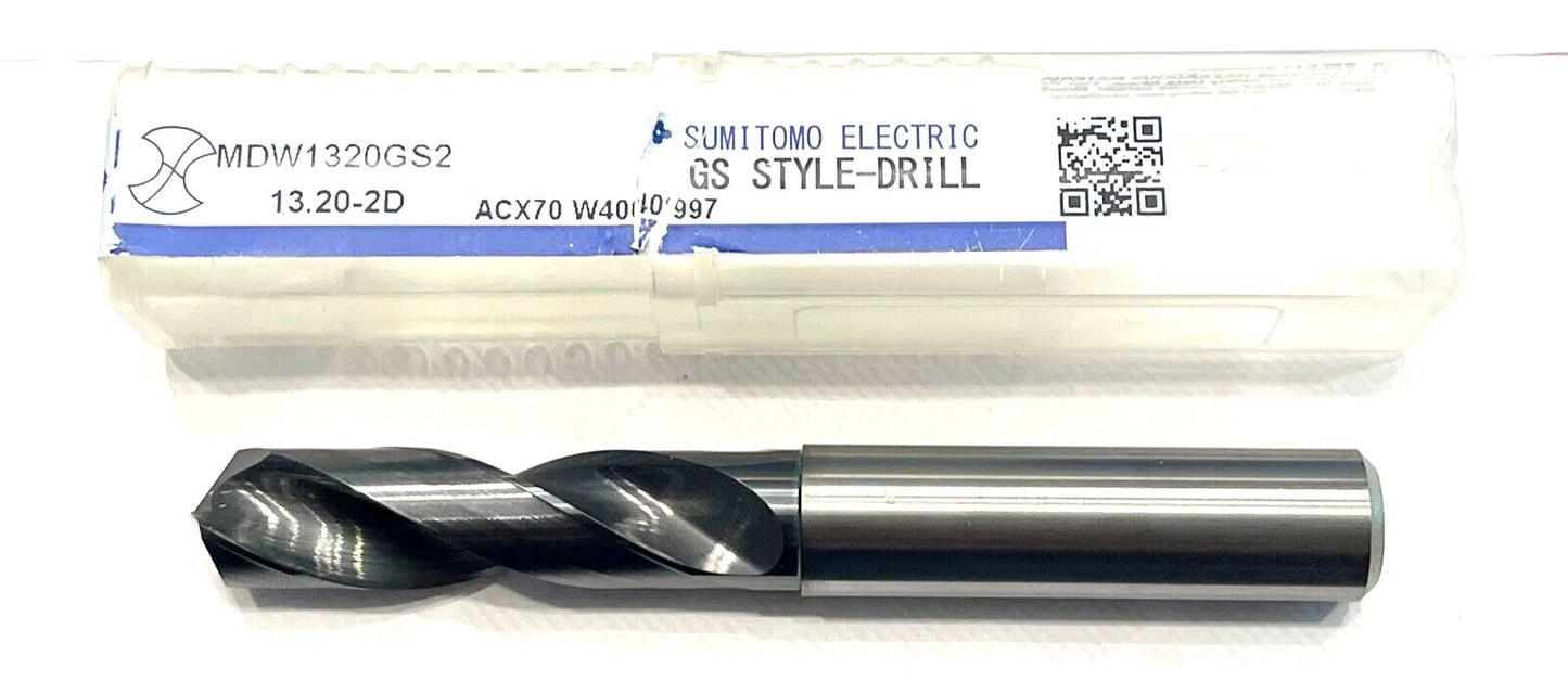 Sumitomo 13.2mm Solid Carbide Drill DEX Coated 135° Point