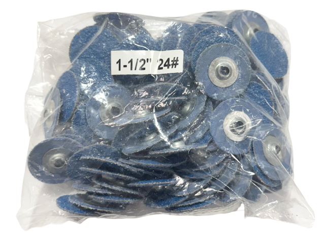 Surf-Pro 1-1/2" Quick Change Sanding Discs Turn-On 24 Grit Zirconia 100 Pack