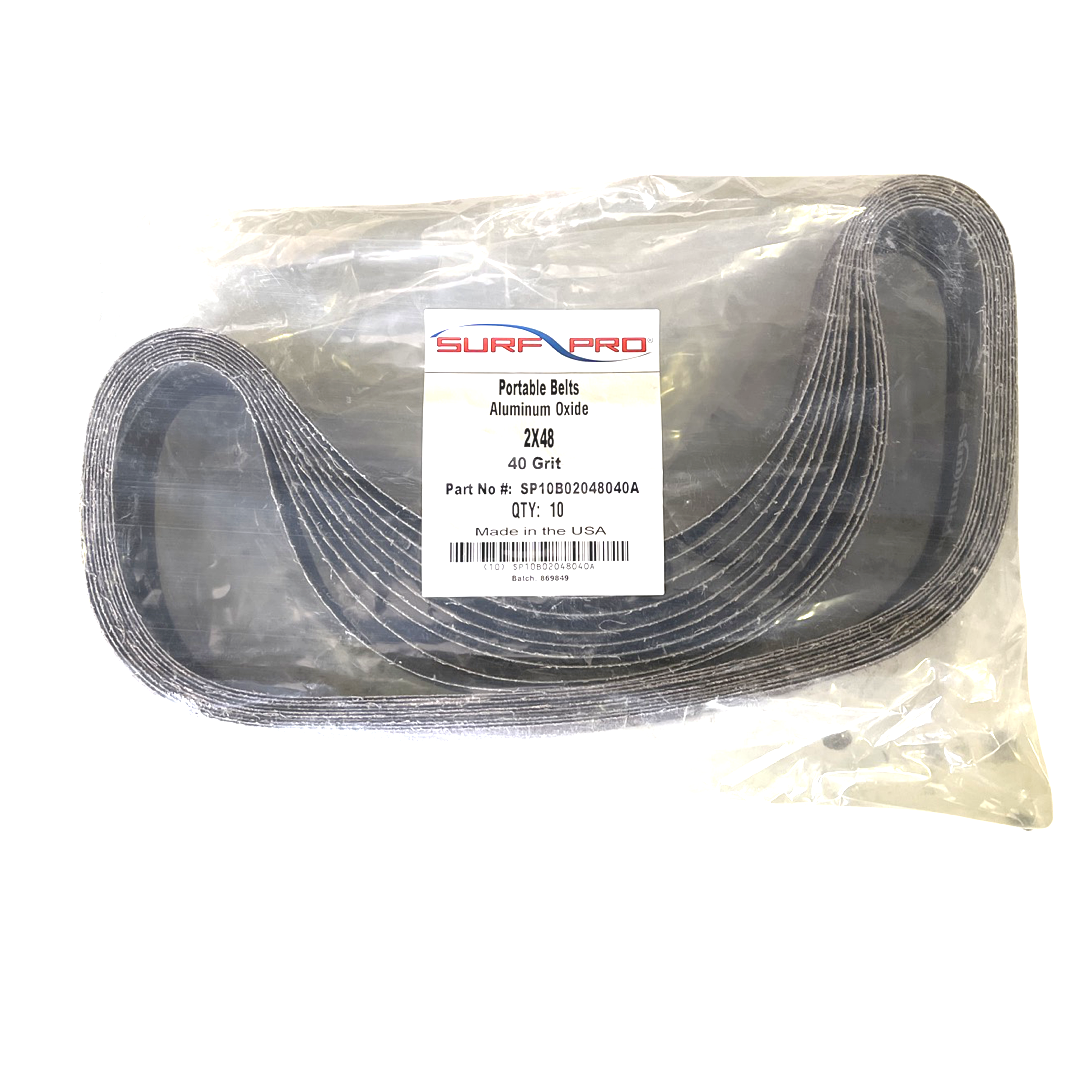 Surf-Pro 2" x 48" Resin Cloth Abrasive Belts Aluminum Oxide 40 Grit USA 10pk