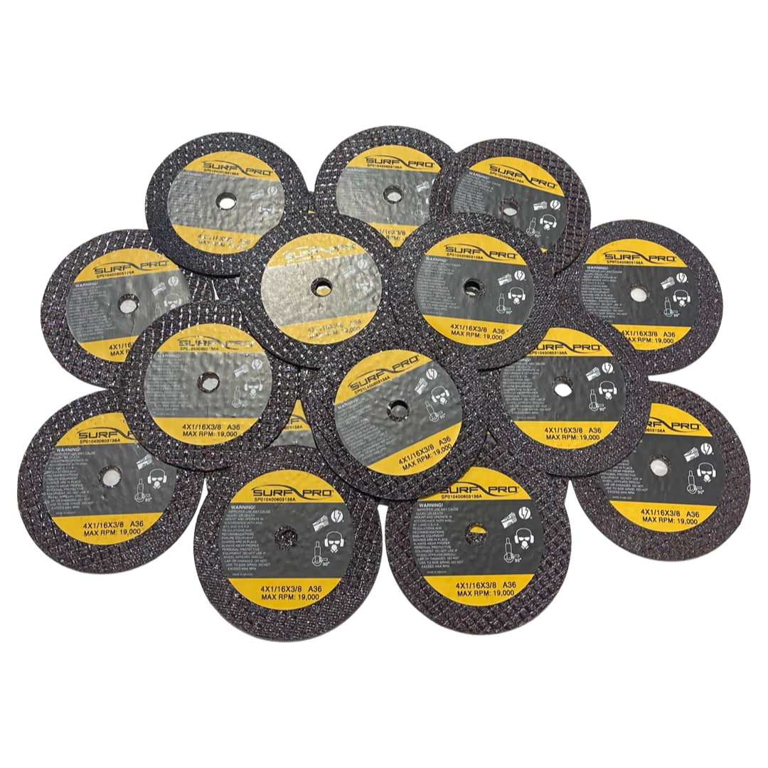Surf-Pro 4" x 1/16" x 3/8" Cut Off Wheels 36 Grit Type 1 Aluminum Oxide 20 Pack
