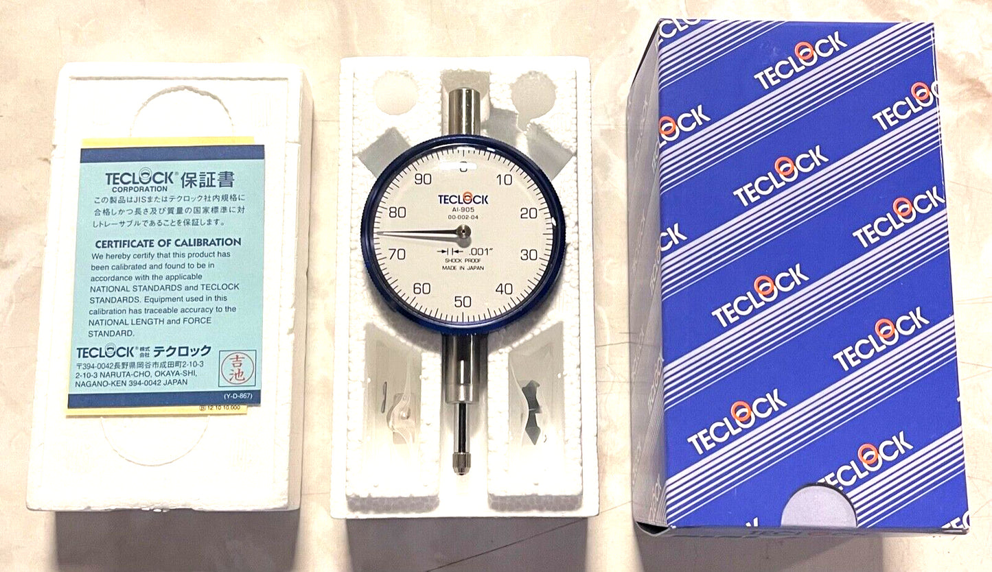 TECLOCK AGD 2 Dial Indicator 0.250" Range 0.001" Graduation 2-1/4" White Face