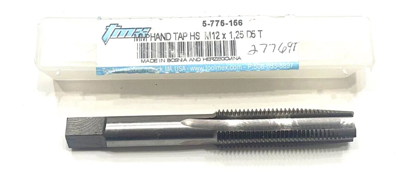 TMX M12 x 1.25mm HSS Hand Tap D5 4 Flute Taper Tap