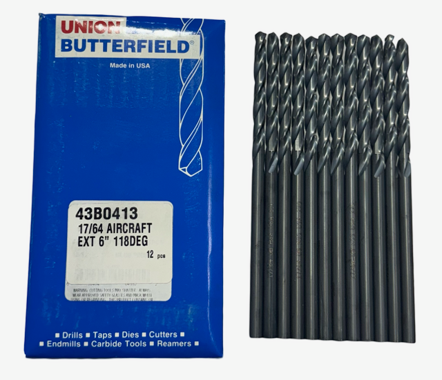 Union Butterfield 17/64" Drill Bit HSS 6" Aircraft Extension Drills 11