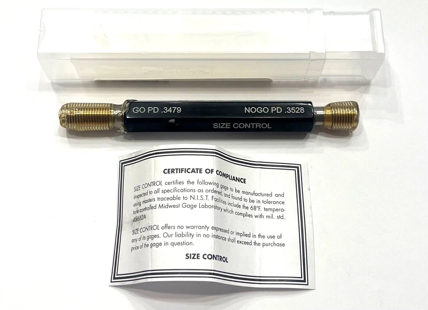 Van Keuren 3/8-24 UNF 2B Double End Tin Coated Thread Plug Gage With Handle