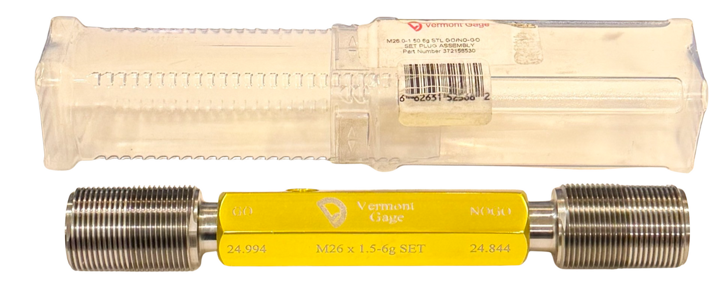 Vermont Gage M26.00 x 1.50 6g Steel Go/No-Go Set Plug USA Made