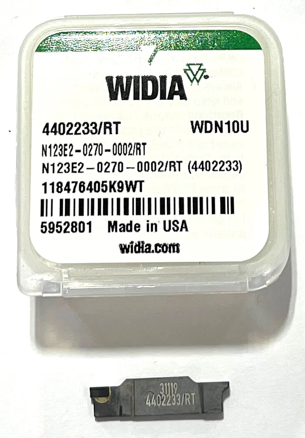 WIDIA PCD Insert N123E2-0270-0002/RT RETIP Grooving Cut Off Insert 5952801 USA