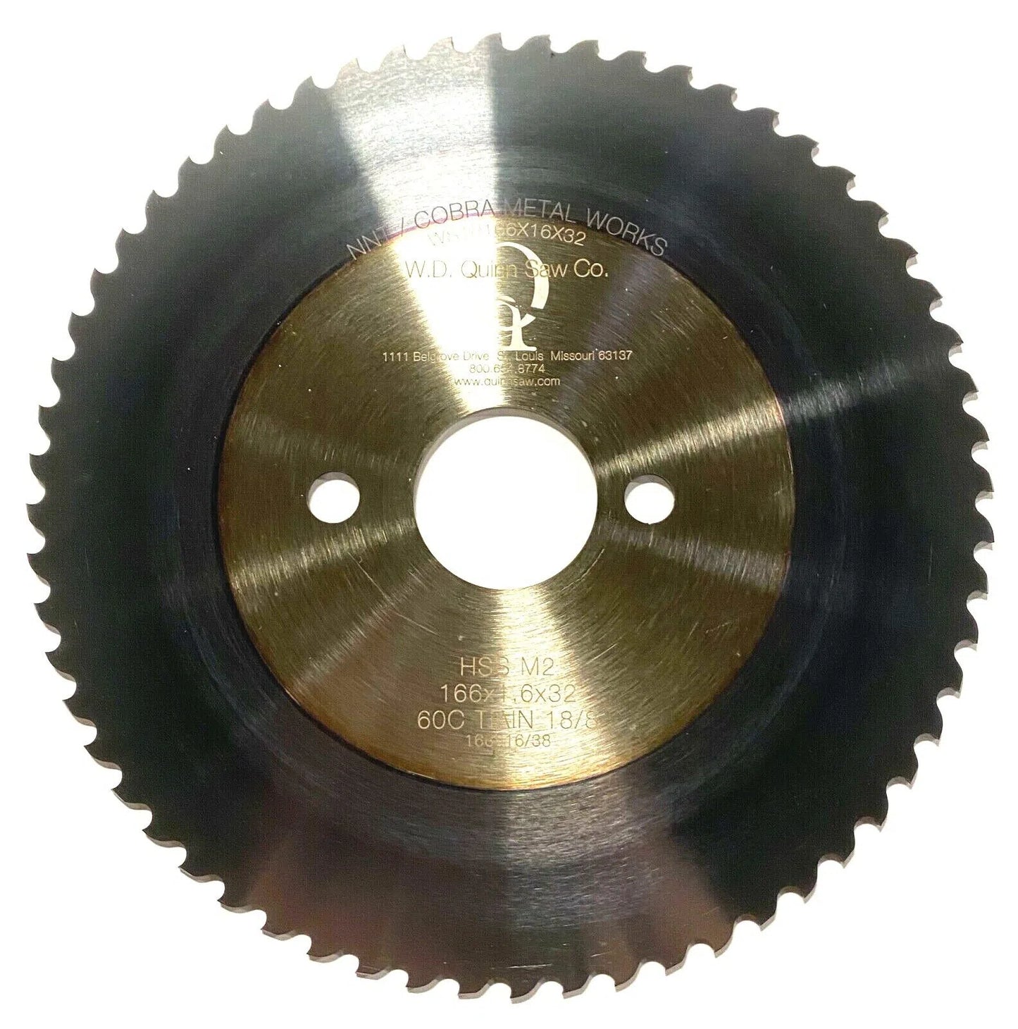 W.D. Quinn Cold Saw Blade 166mm x 1.6mm x 32mm HSS M2 TiAlN 18/8 USA Made