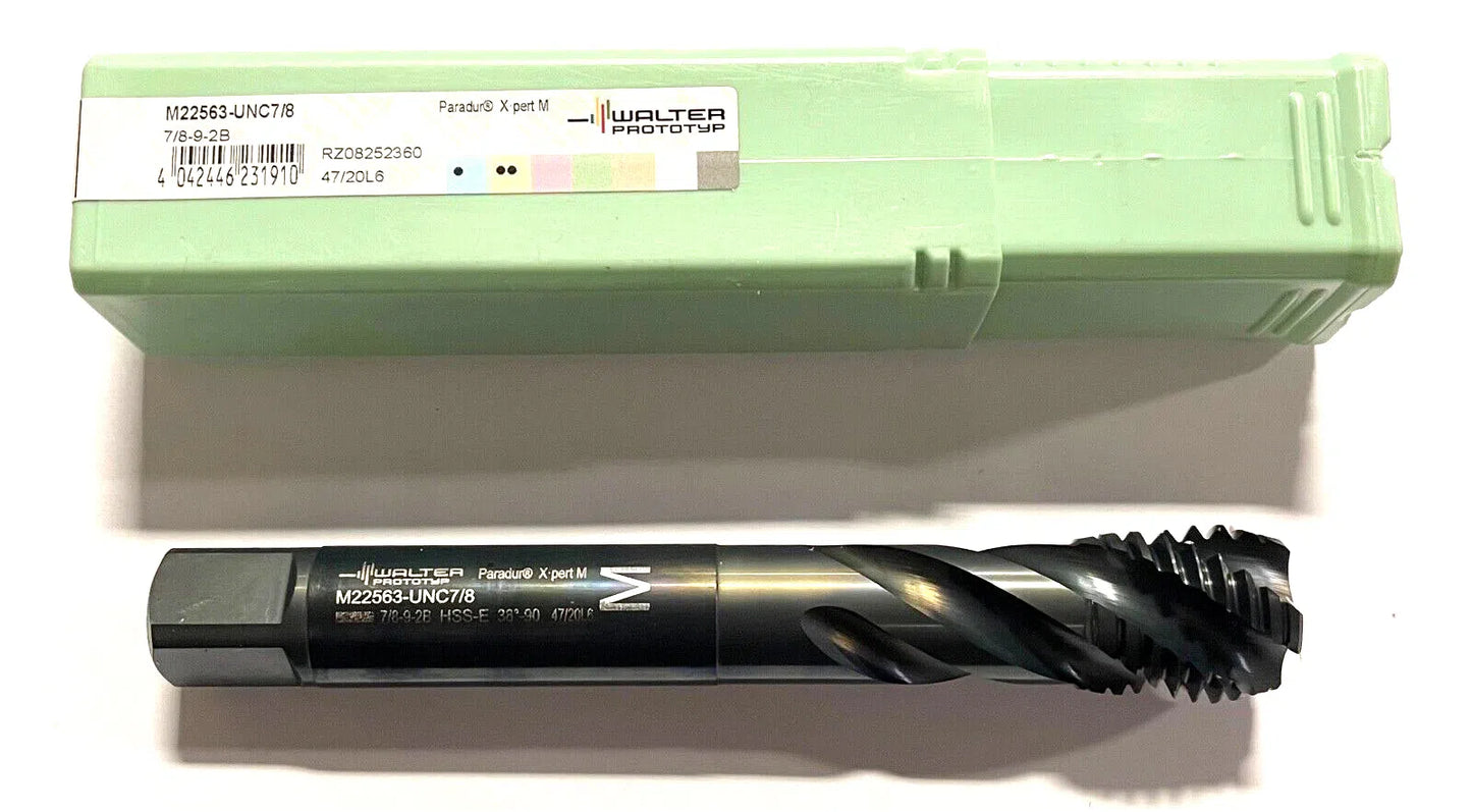Walter-Prototyp 7/8-9UNC HSS-E Spiral Flute Modified Bottoming Tap 4 Flute