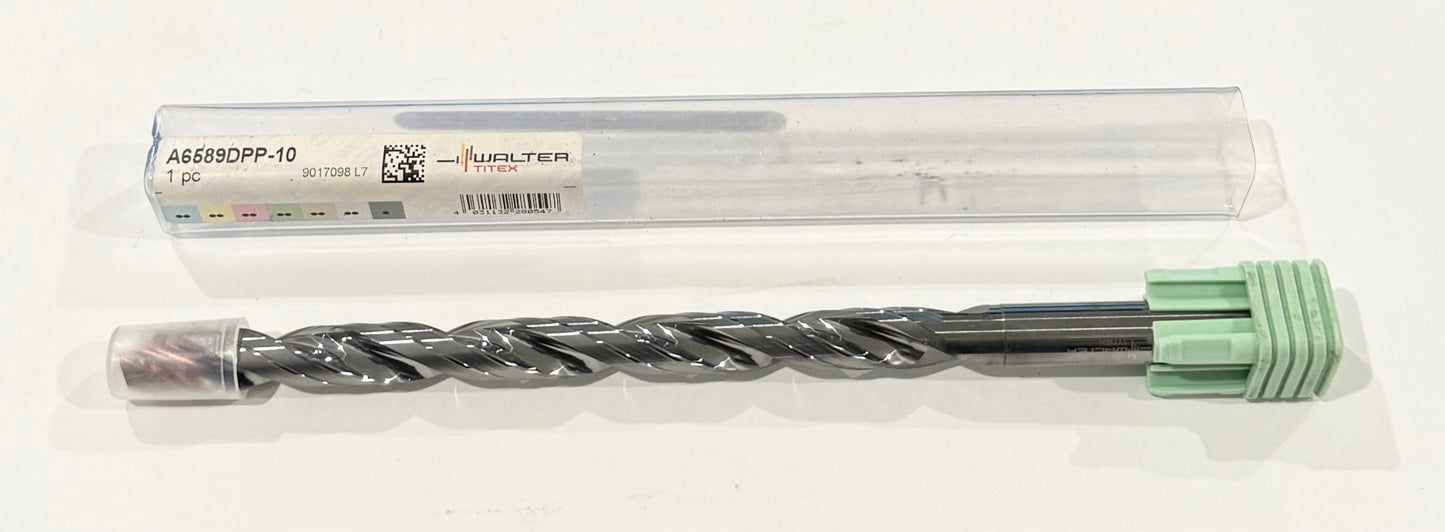 Walter-Titex 10mm Solid Carbide Drill 12xD Coolant Thru TiAlN+AlCrN 2 Flute