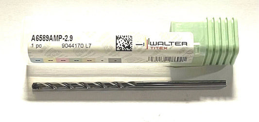 Walter-Titex 2.9mm Solid Carbide Drill 12xD AlTiN Coating 140° A6589AMP-2.9