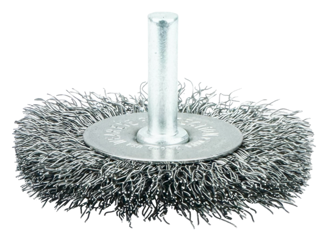 Weiler 2-1/2" Crimped Wire Radial Wheel, 1/4" Stem, .0118" Steel Fill USA
