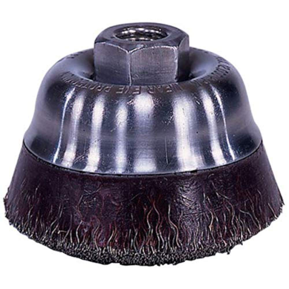 Weiler 3-1/2" x 5/8-11 Encapsulated Crimped Wire Cup Brush .014" Steel Wire USA