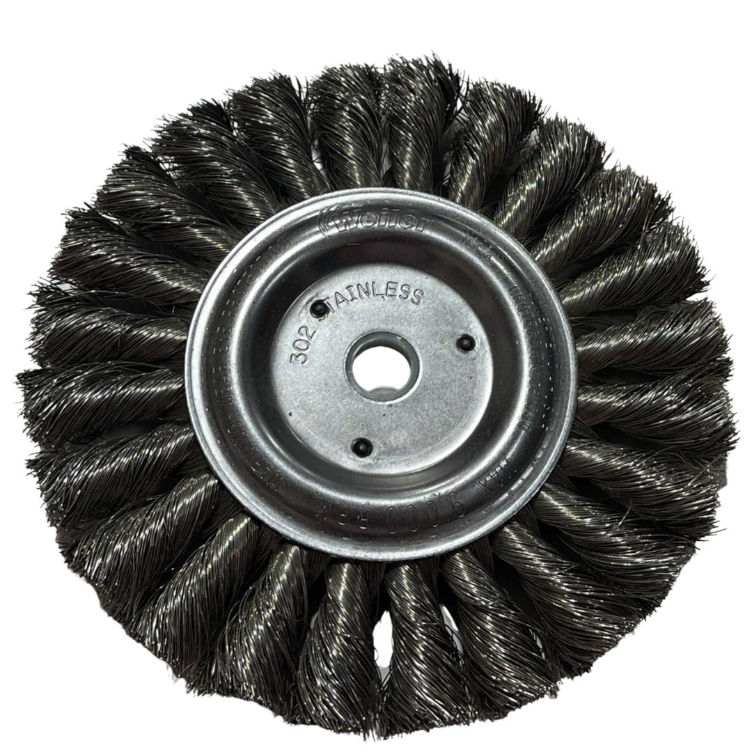 Weiler 6" Knotted Wire Wheel Brush 5/8"-1/2" Arbor Hole .0118 Stainless Steel