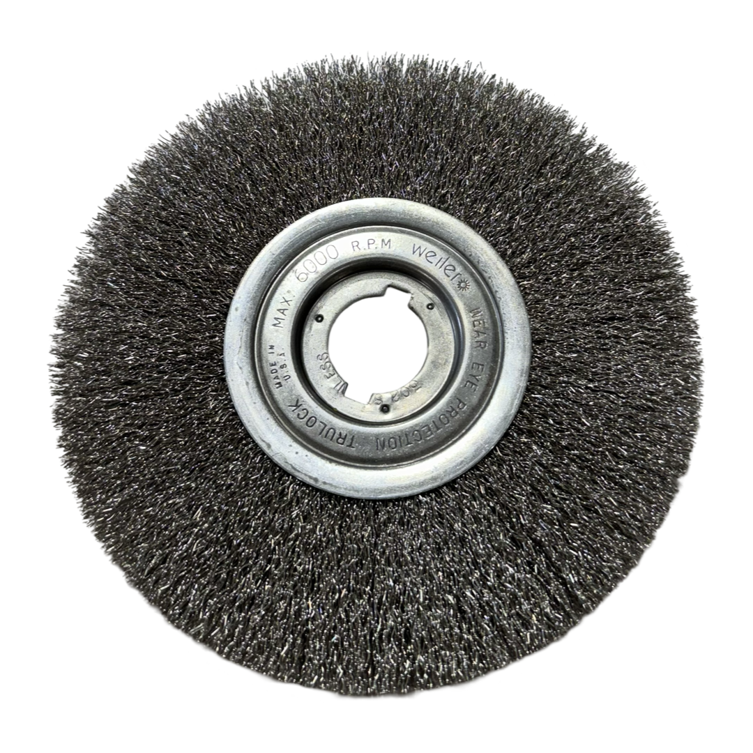 Weiler 8" Stainless Steel Crimped Wire Brush .0118" Wire 1-1/4" Arbor Hole