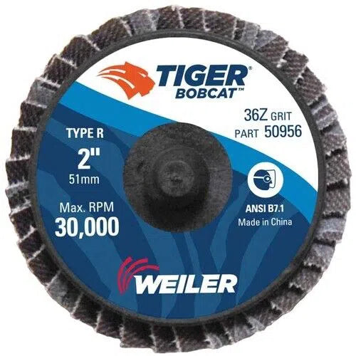 Weiler TIGER 2" Roloc Flap Disc Wheel 36 Grit Zirconia Alumina 5 Pack 50956