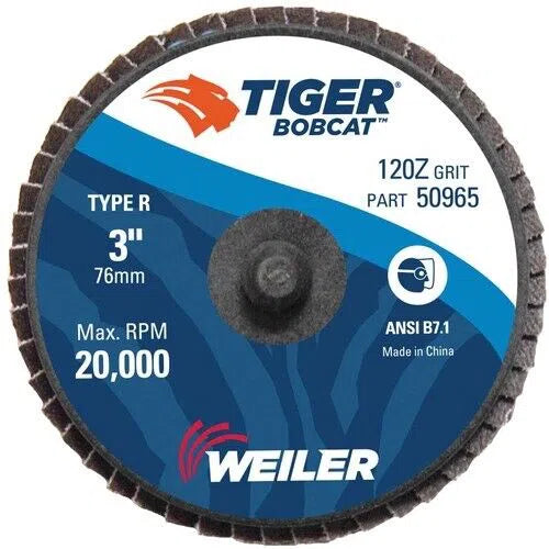 Weiler TIGER 3" Roloc Flap Disc Wheel 120 Grit Zirconia Alumina 5 Pack 50965