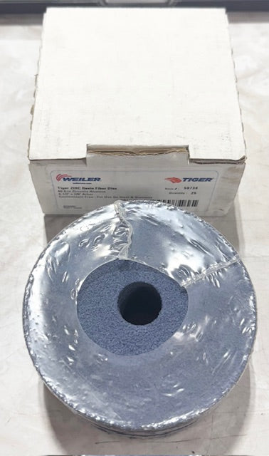 Weiler TIGER 4-1/2" x 7/8" Resin Fiber Sanding Discs 60 Grit Zirconia Alumina 25PK