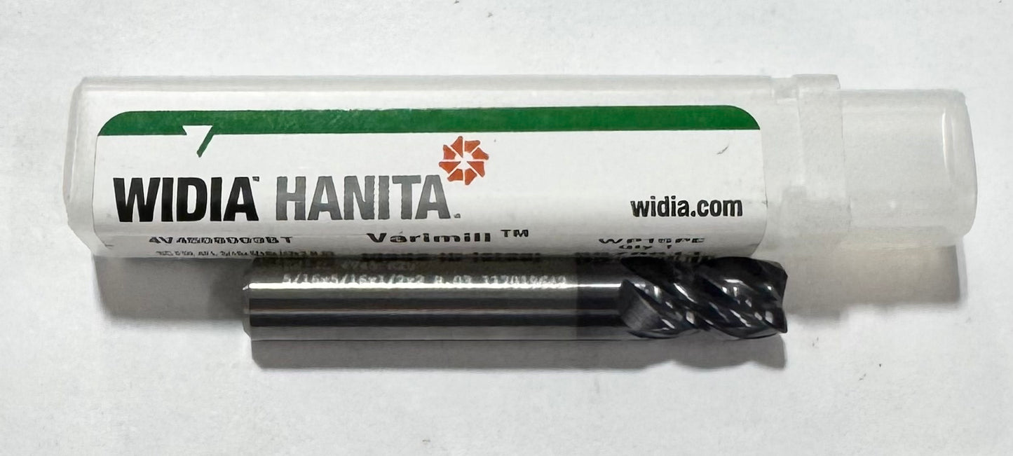Widia 5/16" Carbide End Mill 4 Flute AlTiN Coated .03" Radius Varimill