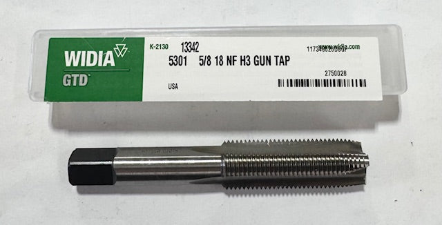 Widia 5/8"-18 HSS Spiral Point Gun Tap 3FL H3 Plug Tap USA