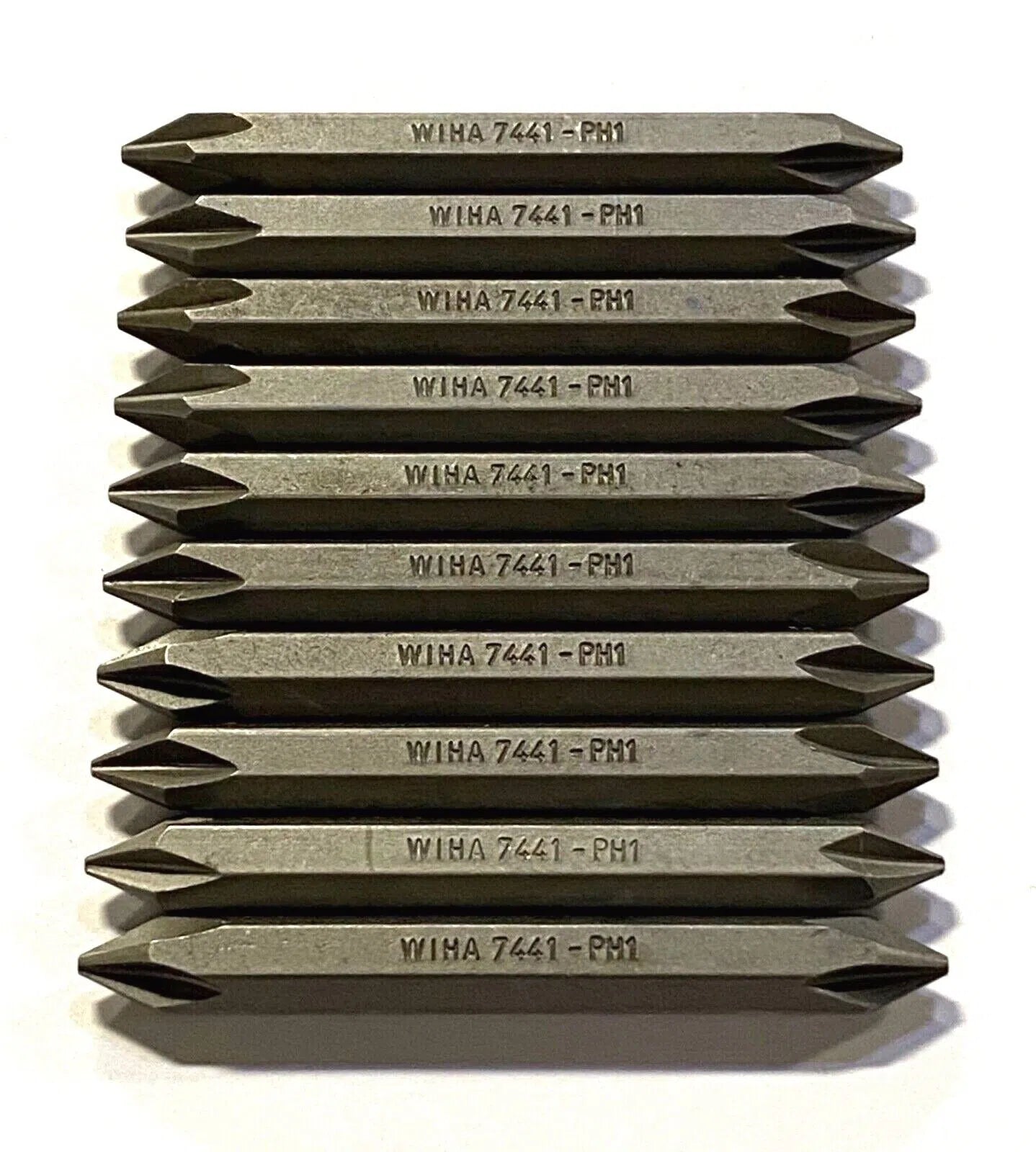 Wiha #1 x 60mm Phillips Double Ended Bit Impact Resistant 1/4" Hex Drive 10 PK