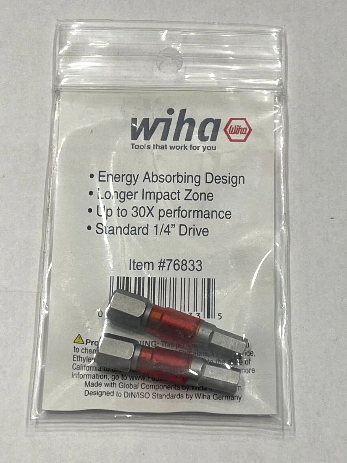 Wiha 3/16" x 29mm Terminator Impact Hex Screwdriver Bits 1/4" Hex Shank 2 Pack