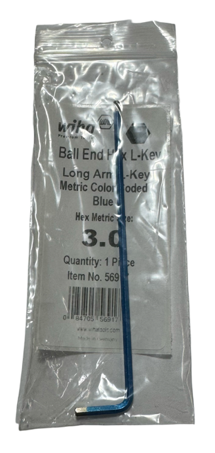 Wiha 3mm Ball End Long Arm Hex L-Key Blue 56917