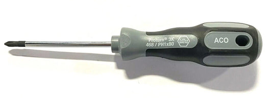 Wiha PH1 x 80mm Phillips Screwdriver 3K ACO Ergonomic 7.3" Overall 46803